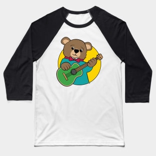 Bear Playing Guitar Baseball T-Shirt